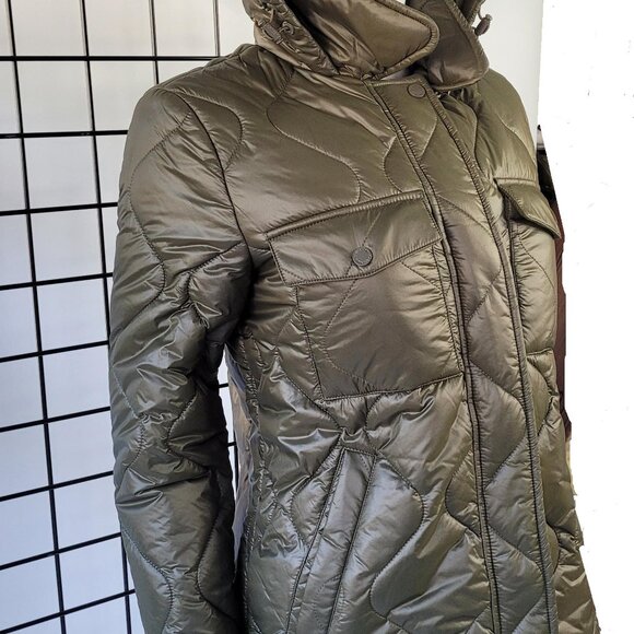 Calvin Klein Olive-Khaki Bubble Coat | Stylish & Warm Puffer Jacket | Size XS - Picture 10 of 14